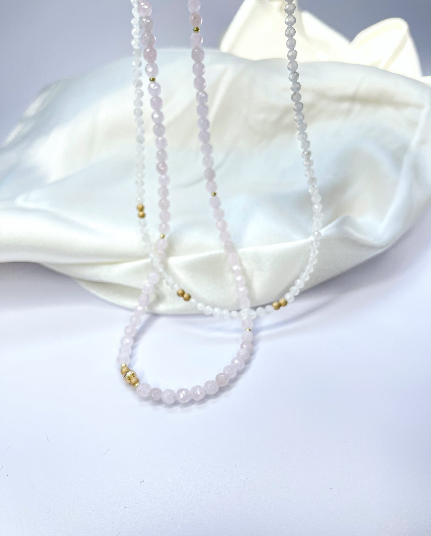 Rose Quartz & Moonstone layered necklace