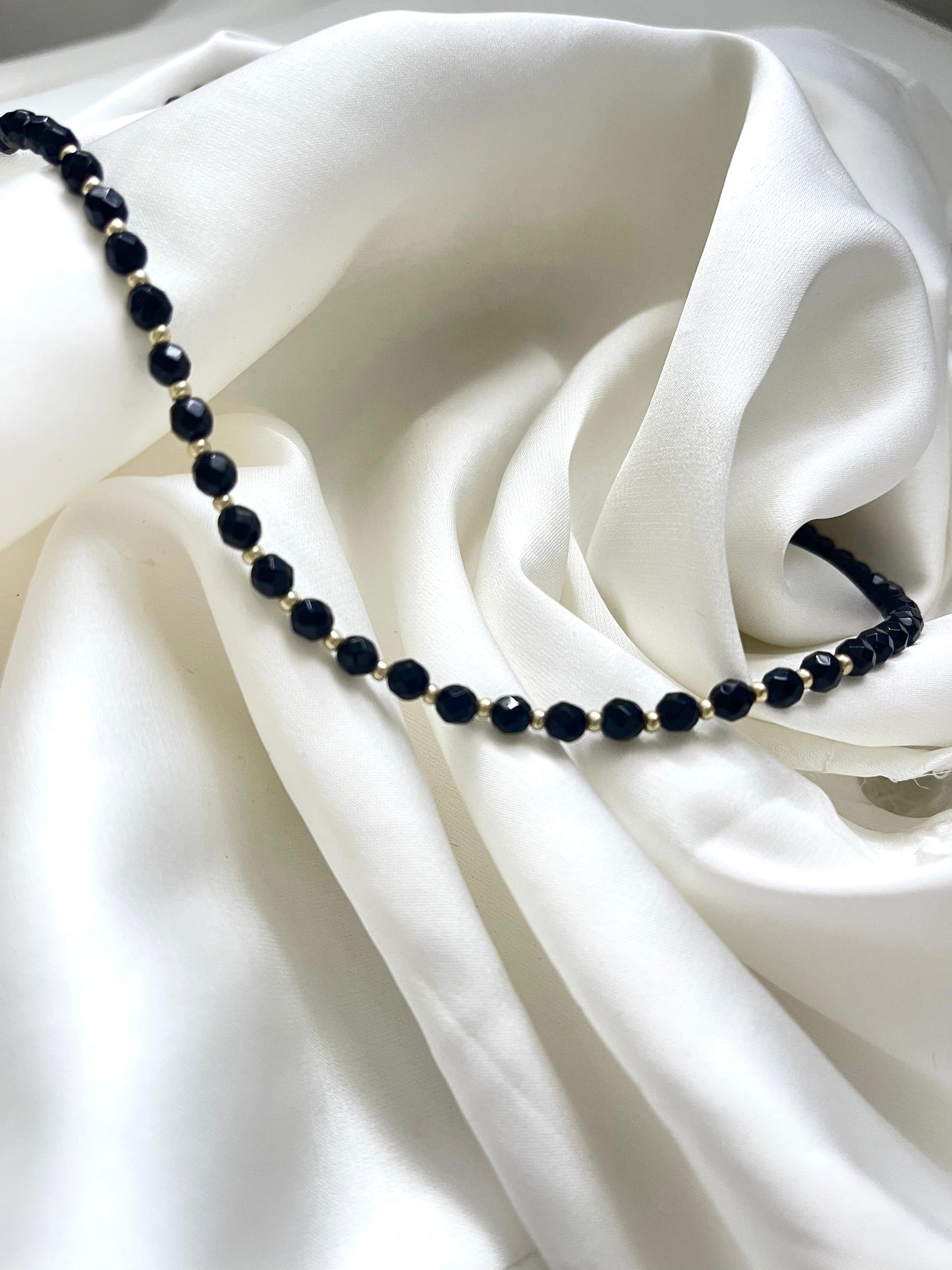 Black onyx, gold choker