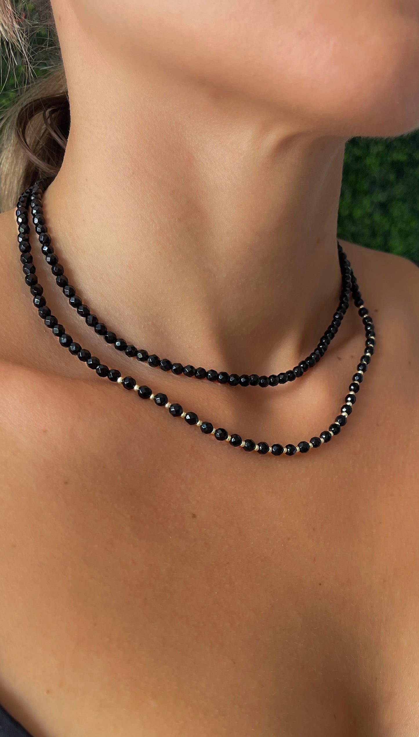 Black Onyx Layered Silver Necklace, Layered Charm Necklace For Women , –  JewelryByTm