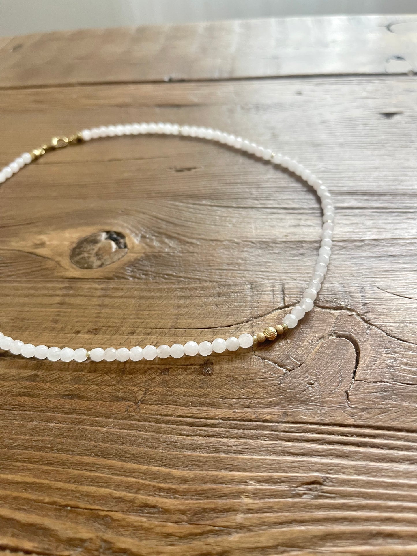 Rose Quartz & Gold accent choker