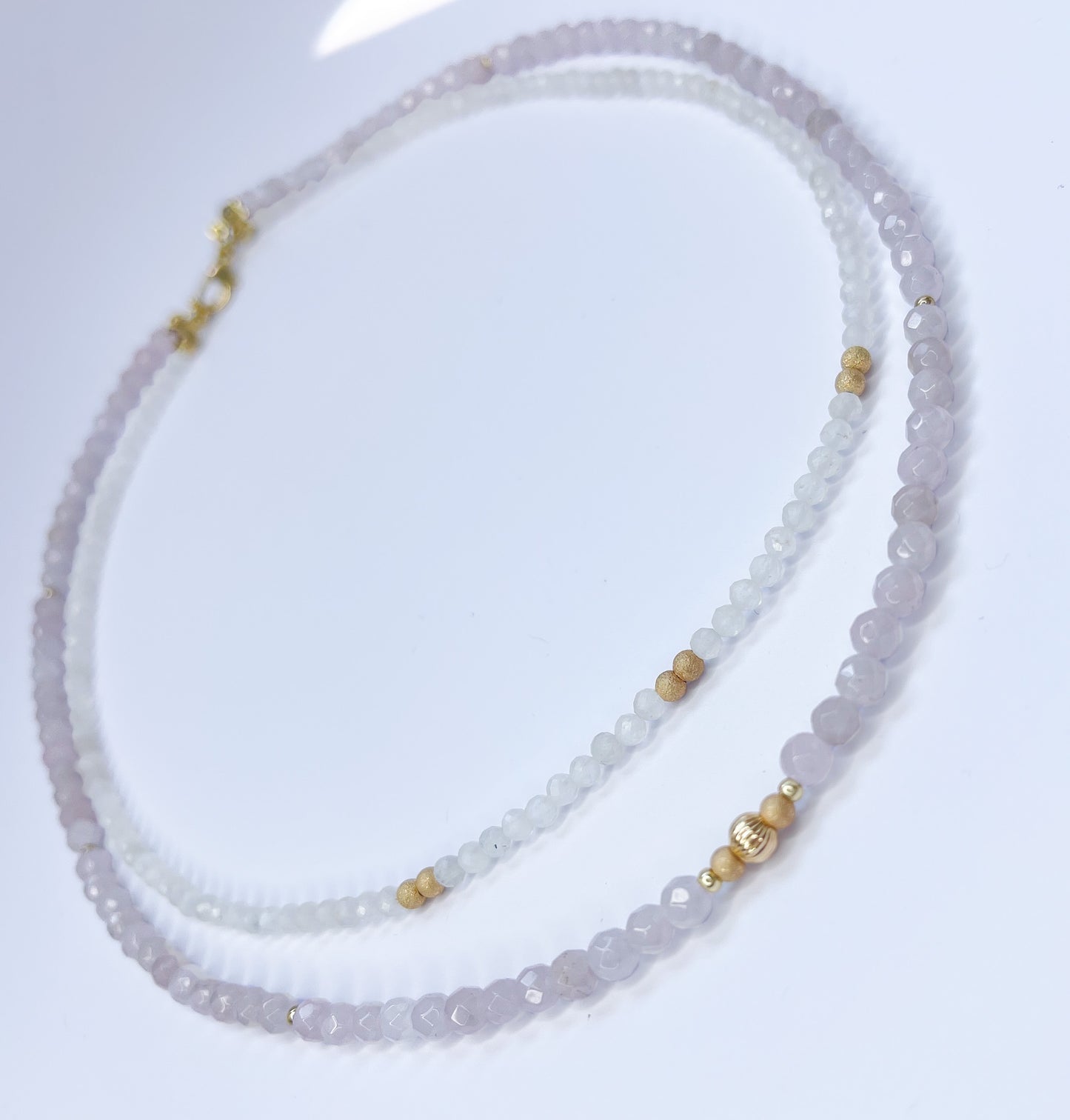 Rose Quartz & Moonstone layered necklace