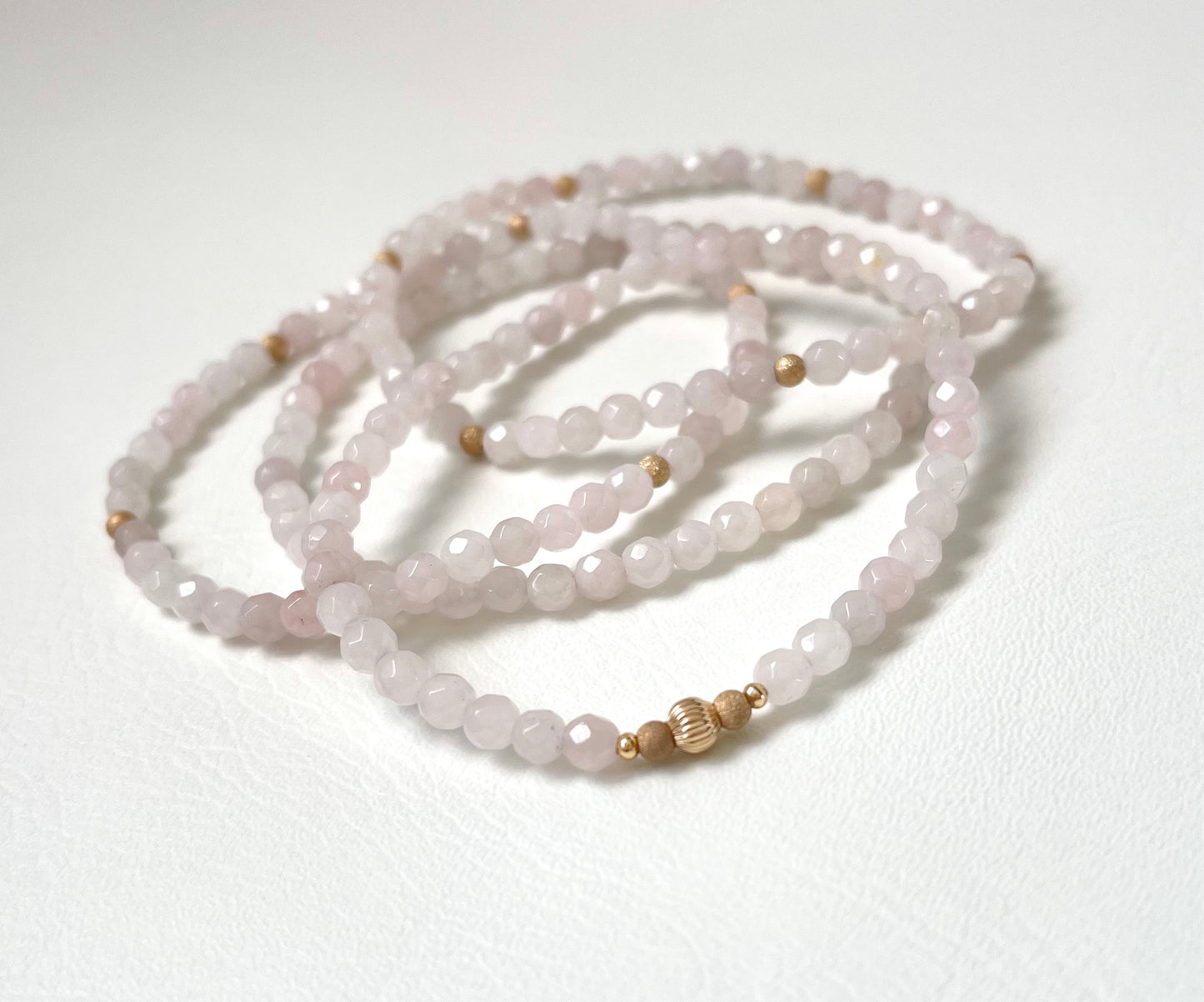 Rose Quartz, gold accent bracelet