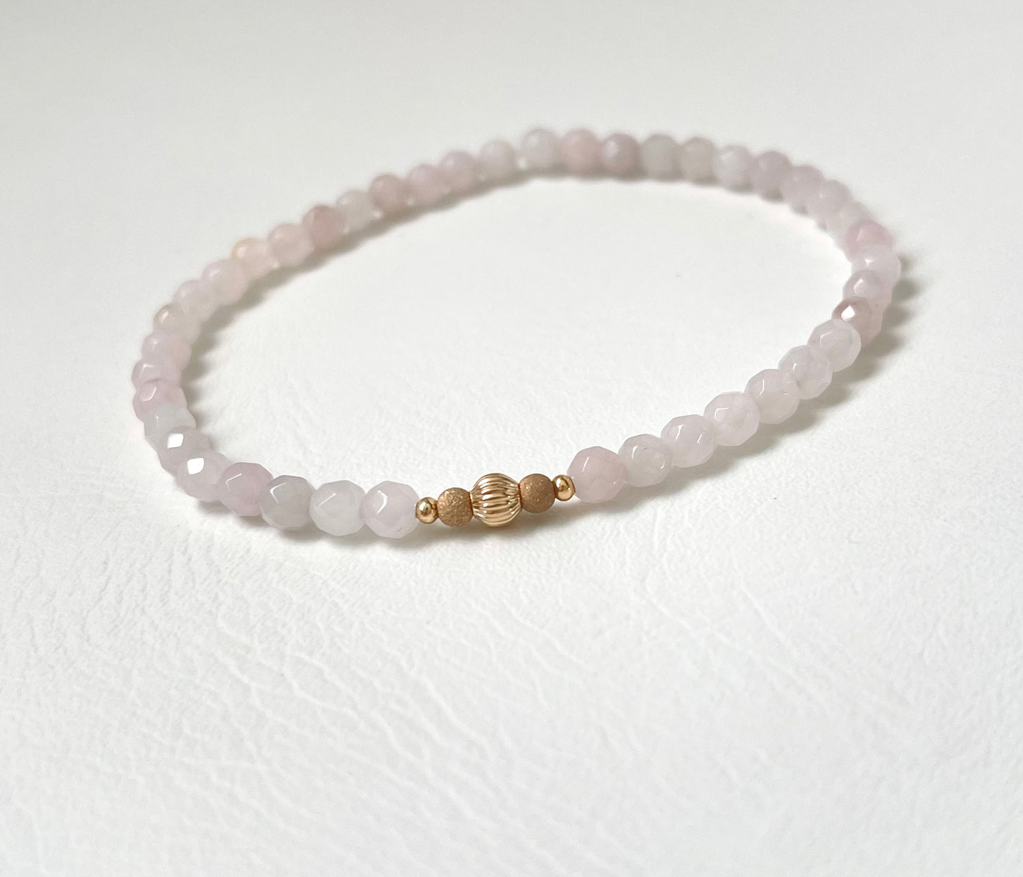 Rose Quartz, gold accent bracelet