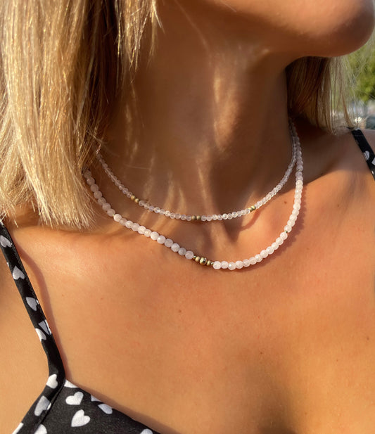 Rose Quartz & Moonstone layered necklace