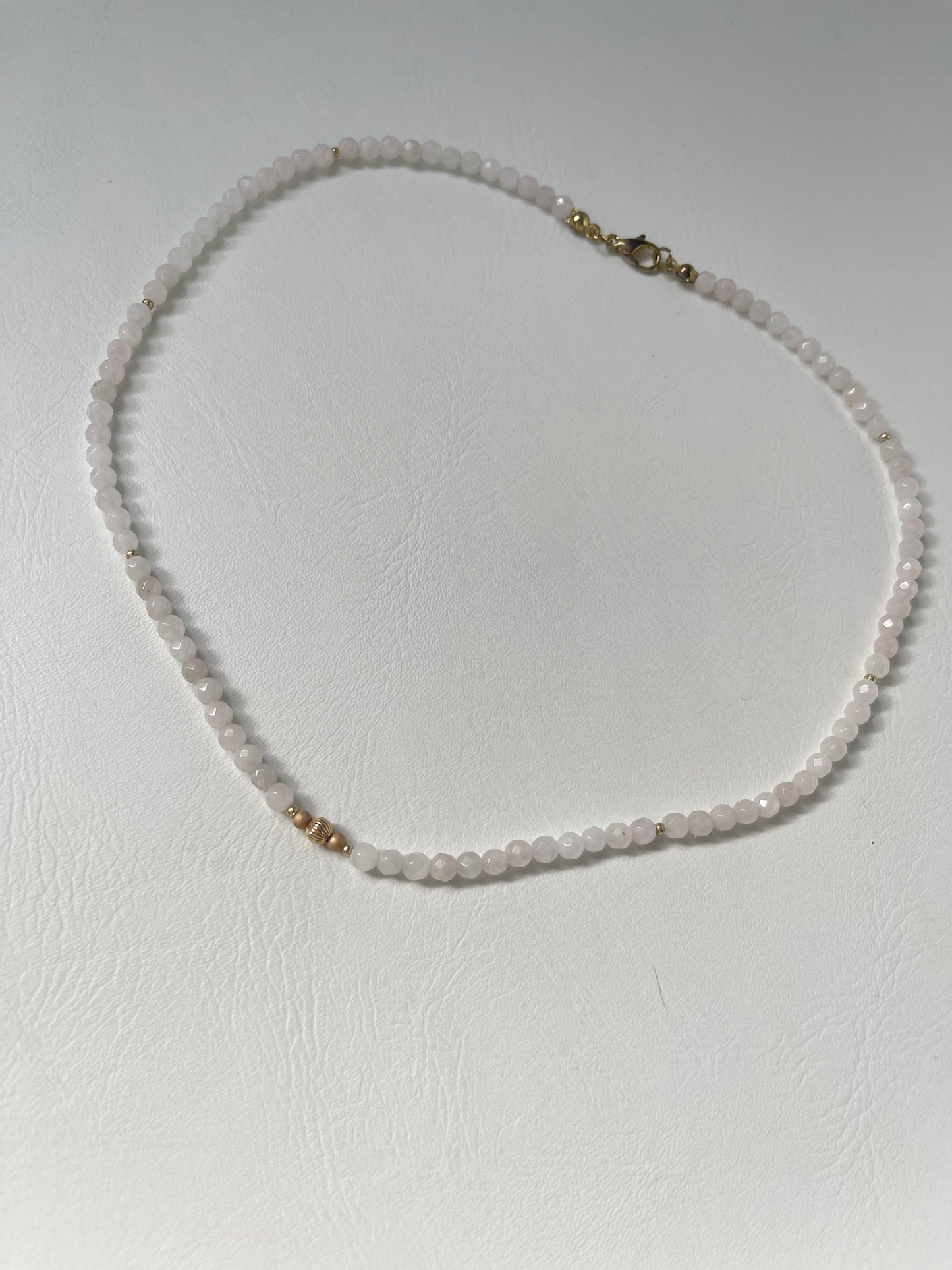 Rose Quartz & Gold accent choker